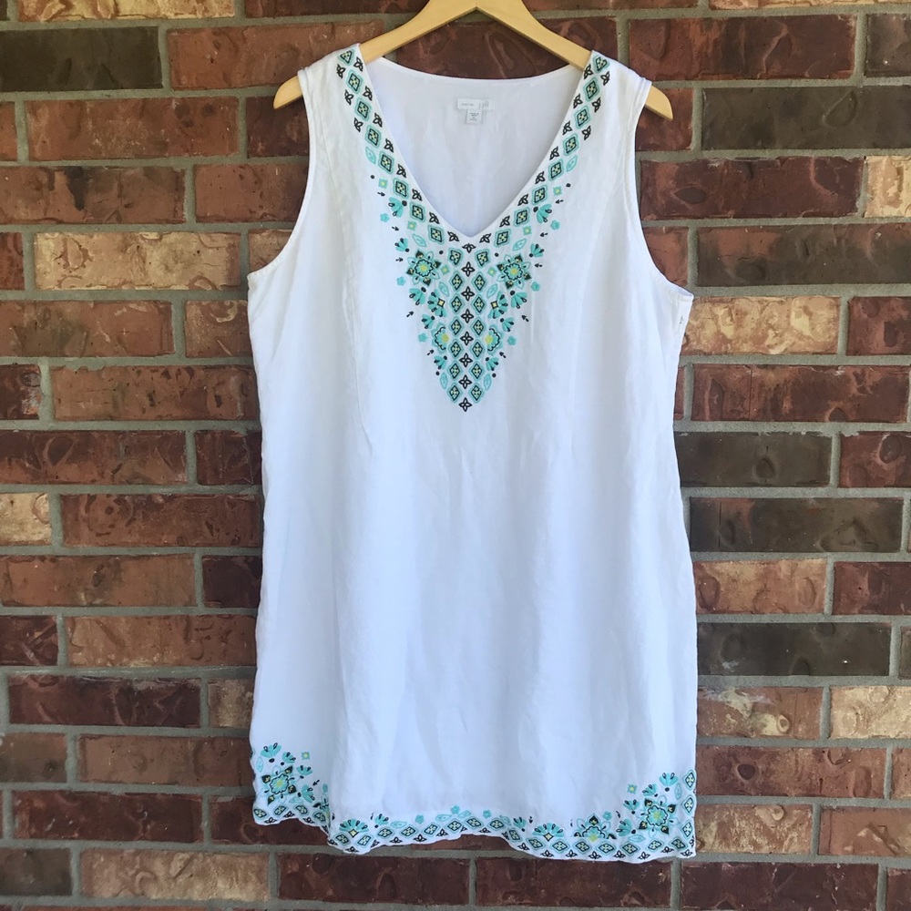 J.Jill Dress Love Linen White Dress XL Petite